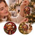 thumbnail image 5 of Christmas Hanging Ornament Plaid Round Hanging Decoration with Gold Zipper Design for Home Party Winter Gift Tie Xmas Tree Decor 3.15 In Highland Cow, 5 of 5