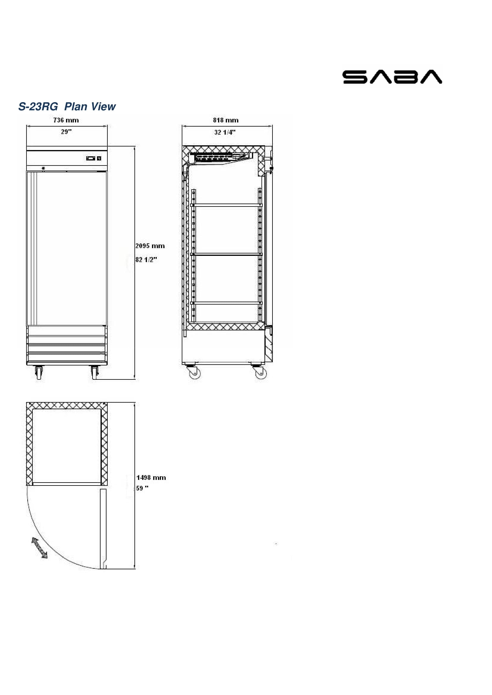 Heavy Duty Commercial Stainless Steel 23 cu ft Glass Door Reach-In Refrigerator (1 Door)