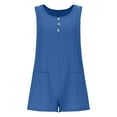 thumbnail image 6 of UAMVSH Rompers for Women 2025 Trendy Beach Sleeveless Pockets Jumpsuit with Buttons Soft Casual Wide Strap Short Overalls Clothes, 6 of 7