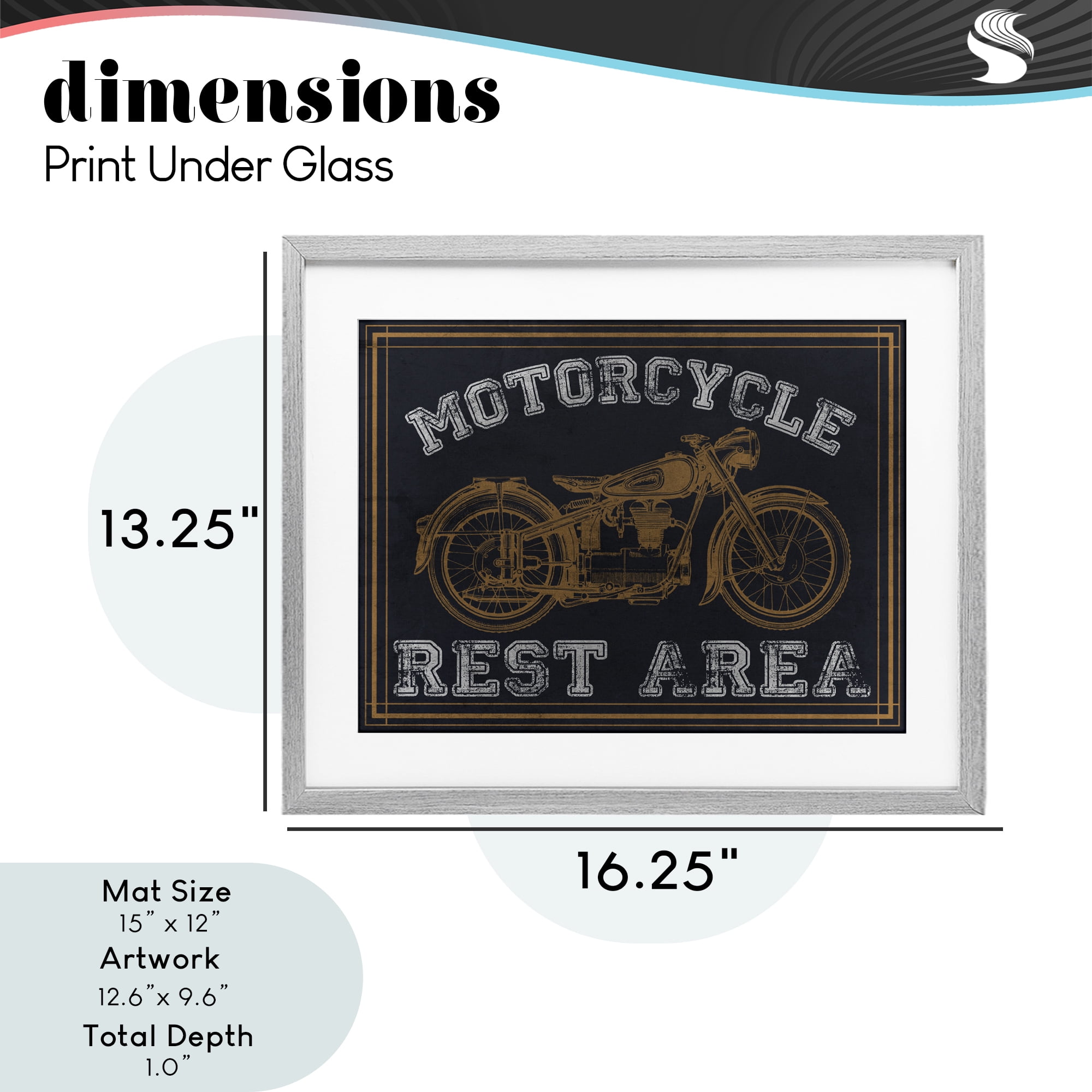Stupell Industries Motorcycle Rest Area Gray Framed Print Under Glass, design by Marcus Prime