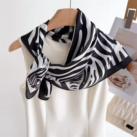 68cm Wild Zebra Printed Square Scarf for Women's Spring Summer New Imitation Silk Scarf Trendy Versatile Shawl Scarfs Headscarf