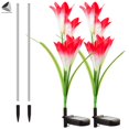 thumbnail image 3 of PULLIMORE 2 Packs Solar Lily Flowers Lights Waterproof LED Garden Night Lamp for Patio Lawn Yard Decoration (Red), 3 of 8