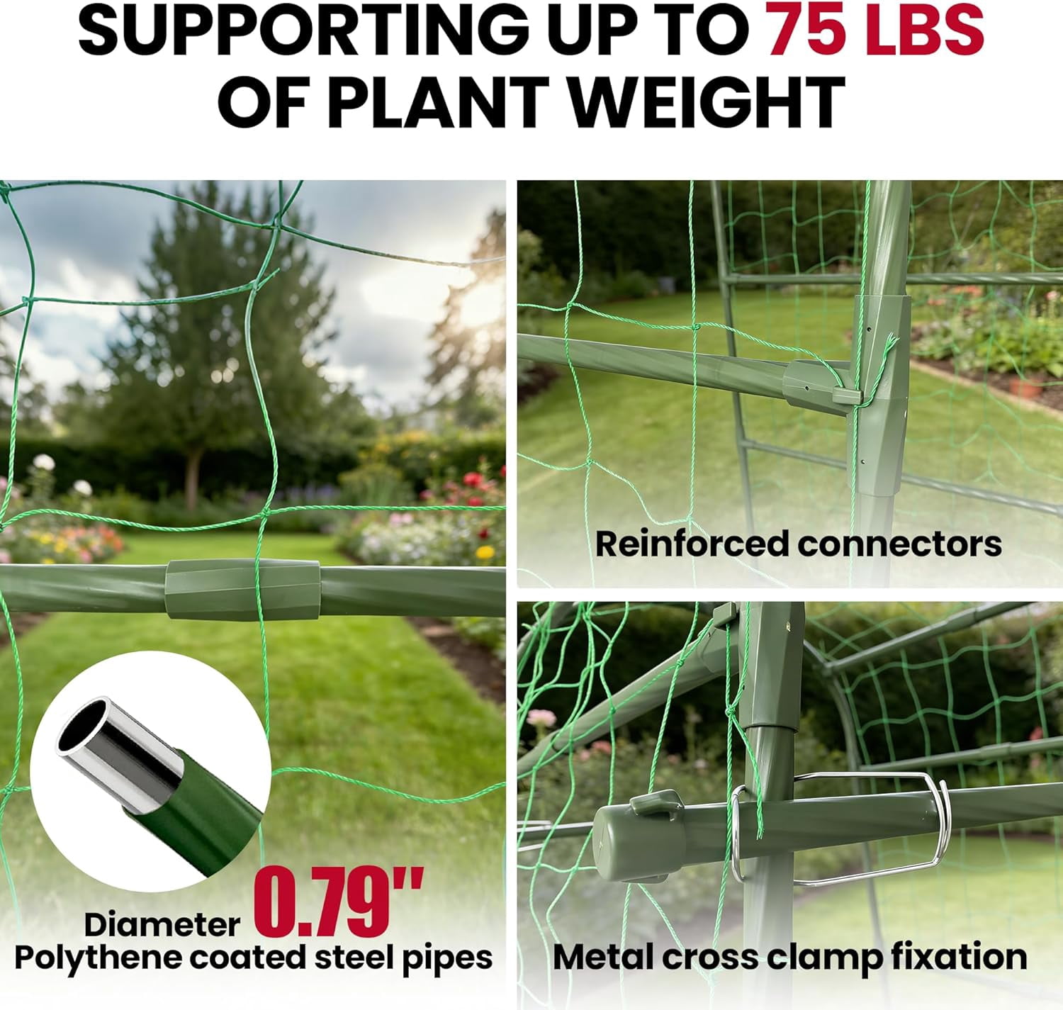 Garden Arch Trellis for Climbing Plants Outdoor, 7 Ft Tall Cucumber Trellis for Raised Bed, Metal Archway Arbor Trellis Support for Vegetables Beans Squash Peas Grape Vines Flowers