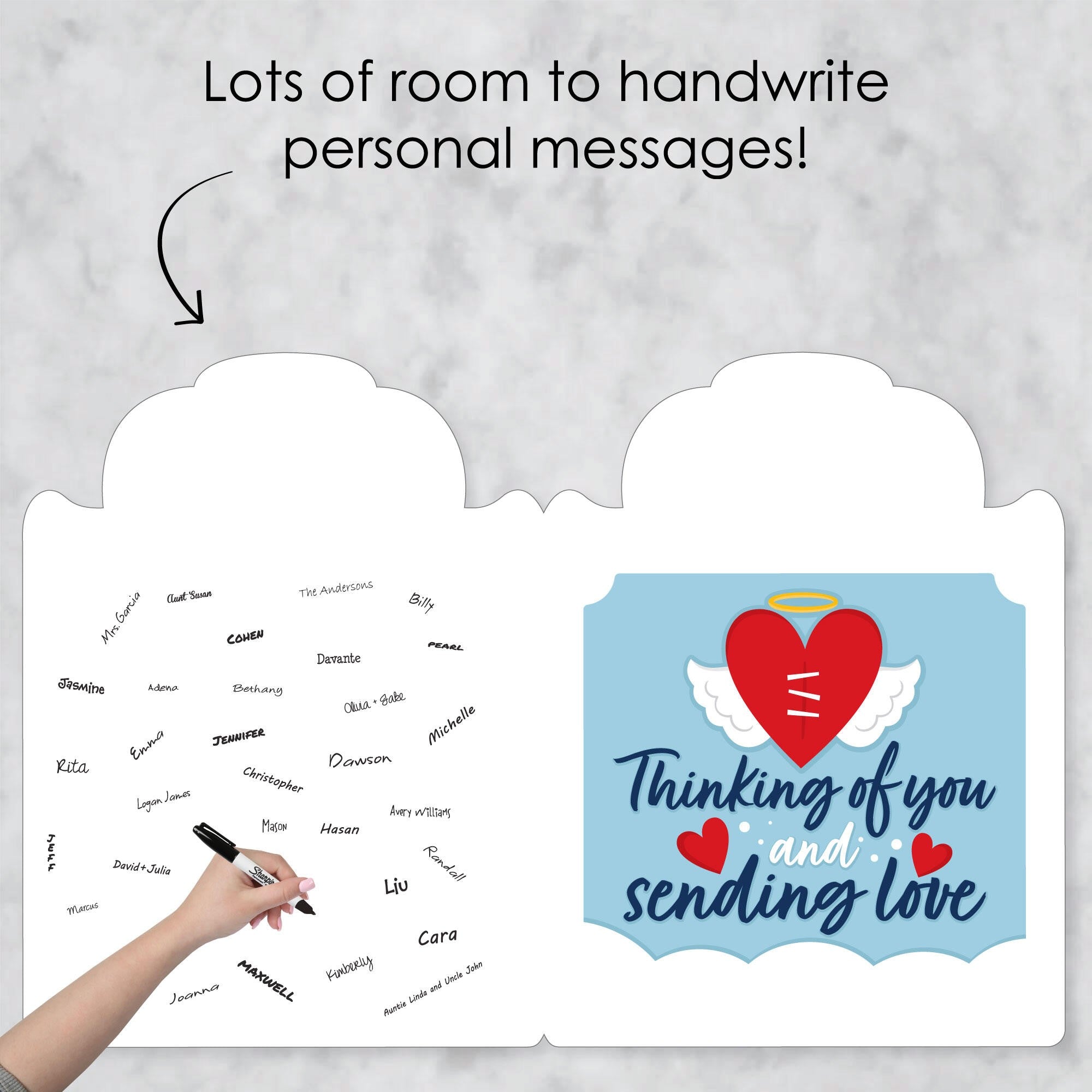 Big Dot of Happiness Heart Angel - Sympathy Giant Greeting Card - Big Shaped Jumborific Card