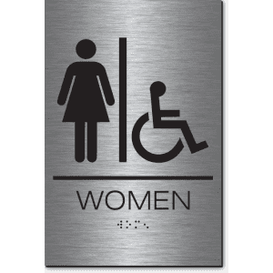 

California WOMEN Accessible Restroom Wall Sign-Steel / Black (3 Units)