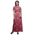 thumbnail image 1 of Bimba Rayon Black Berry & Yellow Sparrow Bird Womens Printed Side Slit SummerDressLong Maxi Gown-Small, 1 of 6