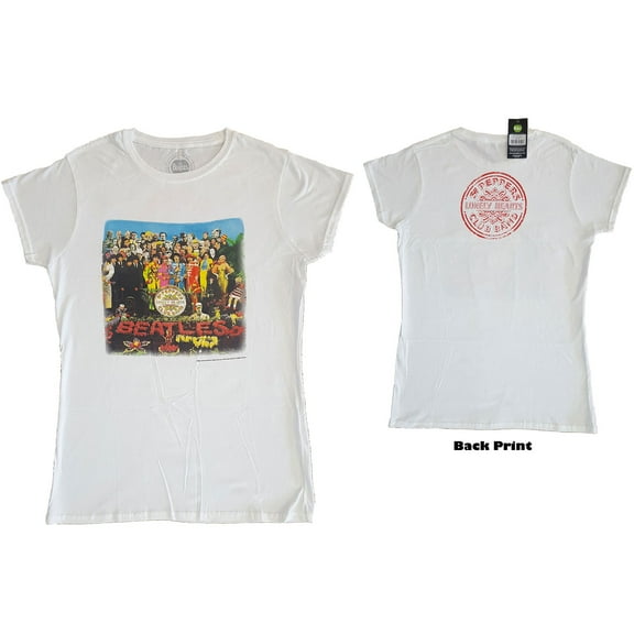 The Beatles Ladies T-Shirt: Sgt Pepper (Back Print) (Large)
