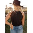 thumbnail image 1 of POGLIP Women's Black Aztec Cactus Graphic Distressed Tank Top, 1 of 6