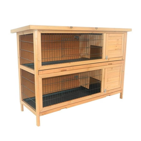 2 Story Stacked Wooden Outdoor Rabbit Hutch / Guinea Pig