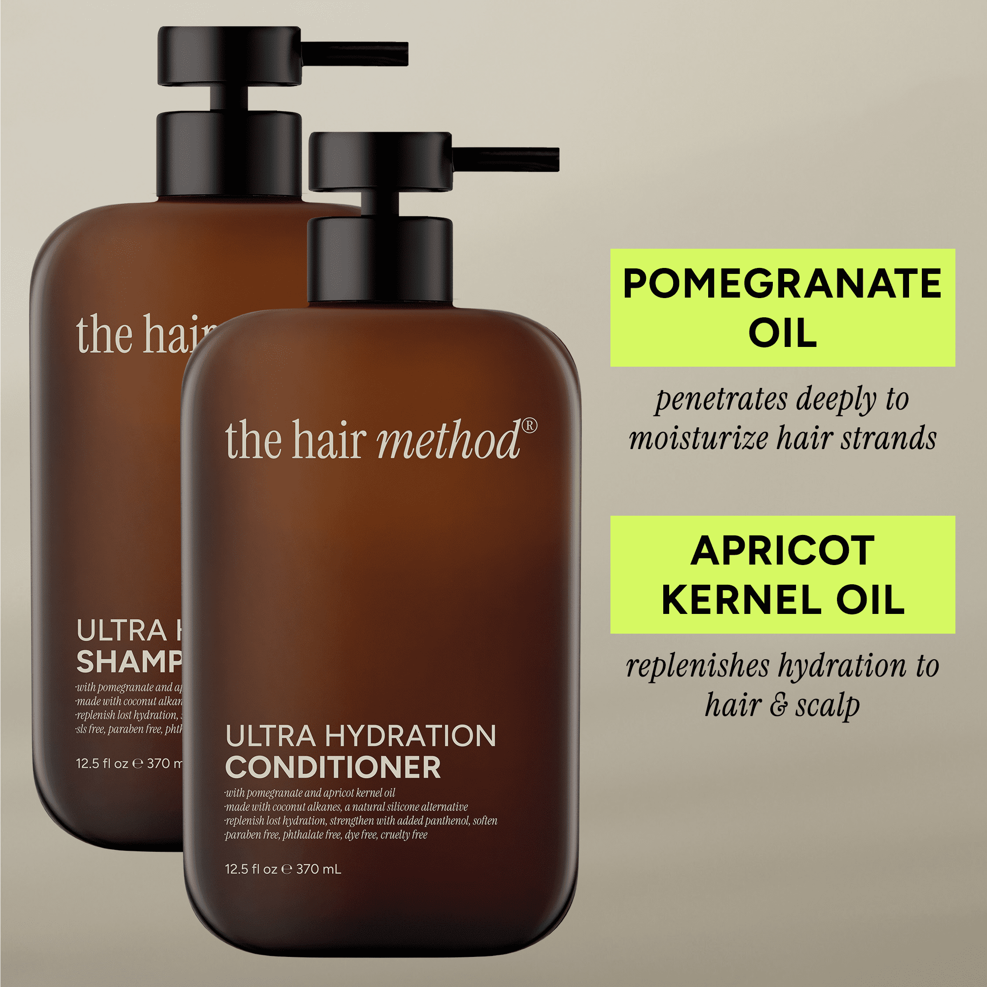 The Hair Method Ultra Hydration Conditioner Pomegranate And Apricot Kernel Oil with Pump, 12.5 oz