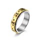 thumbnail image 1 of Anillo giratorio de acero de titanio y luna de estrella, anillo de acero inoxidable, luna de estrella, alivia la ansiedad, joyería de mano 9 #, sala común dorada JFHHH pequeña, 1 of 5