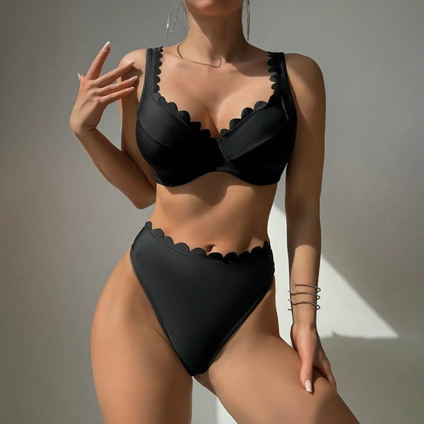 Traje de baño para mujer Traje de baño de bikini a rayas para mujer Traje de baño de playa de cintura alta Trajes de baño para mujer