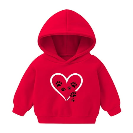 

ATOGUTA Boys Girls Hoodies Fashion Sweatshirt Fleece Pullover Tops Kids Clothes Red Size 1T-8