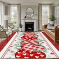 thumbnail image 2 of Valentine's Day Washable Area Rug 6 x 9 ft Red Stripe Plaid Heart Rose Leaf Flower Border, Soft Non Slip Rugs Stain Repellent Indoor Felt Carpet for Living Dining Room Bedroom Home Office, 2 of 9