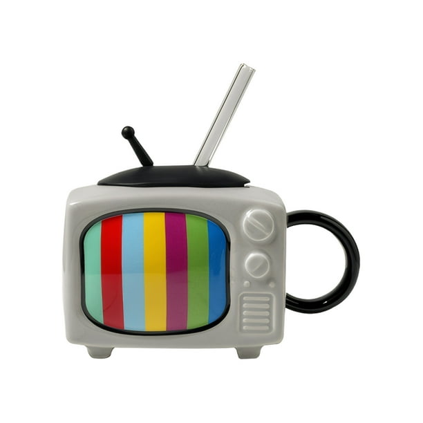 Billuyoard Regalos de otoño, tazas de agradecimiento para profesores, taza de cerámica novedosa para TV, taza única, taza de café novedosa y Mostrada gris claro