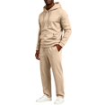 thumbnail image 2 of EANJE Men's 2 Piece Tracksuit Set Athletic Sweat Suits Men Fall Hooded Sweatshirt and Sweatpant Casual Outfits with Pockets Khaki 2XL, 2 of 7