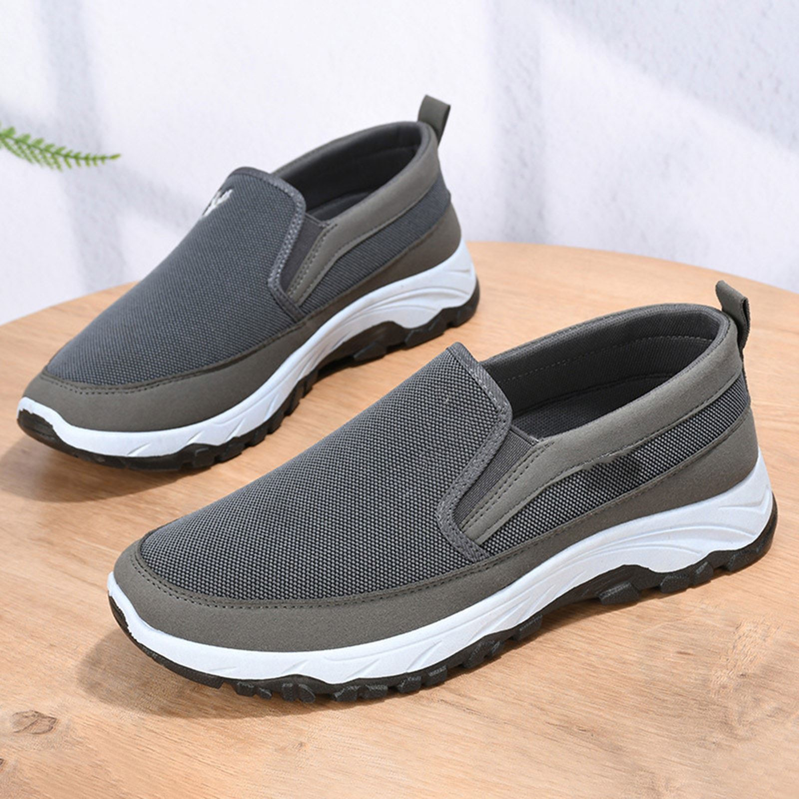 Men's Lightweight Walking Shoes - Slip On Running Sneakers For Gym & Casual Wear