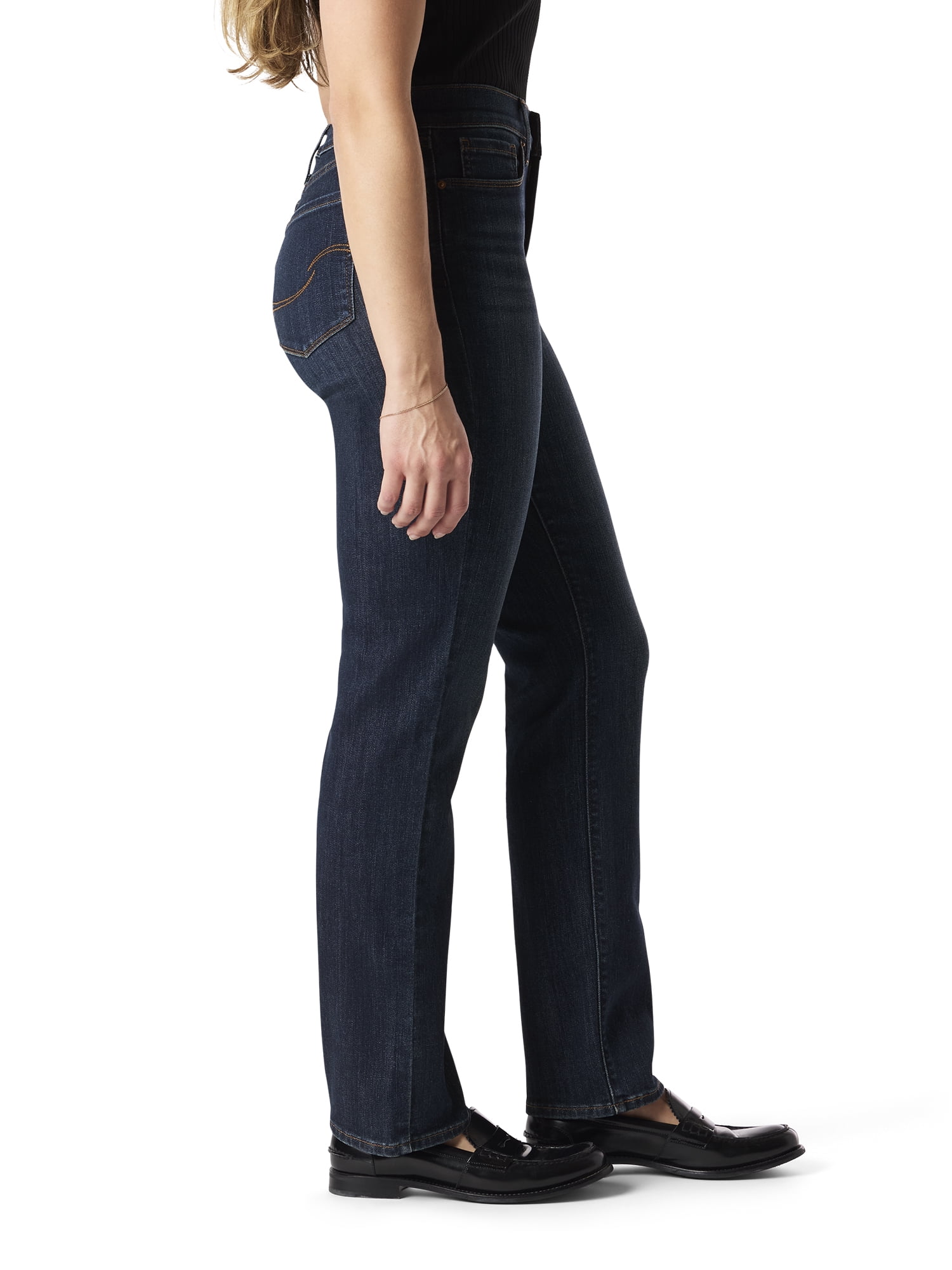 Levi Strauss Signature Women's and Women's Plus Mid Rise Straight Jeans, Tummy-Smoothing Pannel