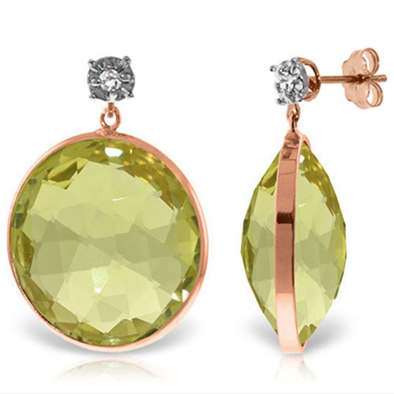 Alarri - ALARRI 14K Solid Rose Gold Diamonds Stud Earrings w/ Dangling ...