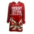 thumbnail image 5 of Merry Christmas Reindeer Hoodie Dress for Women 2025 Long Hooded Sweatshirt with Pockets Pullover Tops, 5 of 6