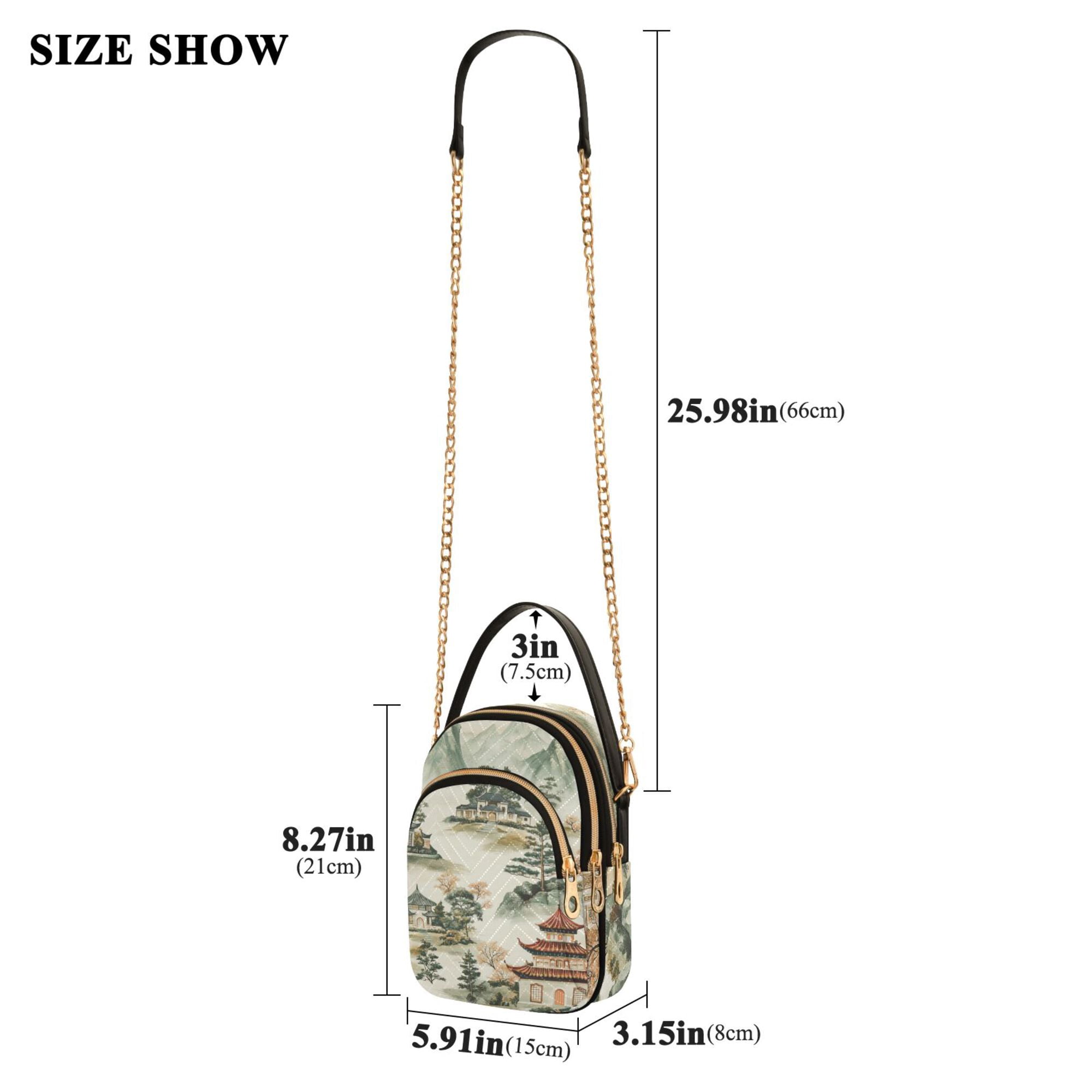 FORMRS Crossbody Bag for Women Quilted Travel Shoulder Cell Phone Purse with Chain Strap Handbag, Green Mountain Pattern