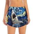 thumbnail image 4 of Lsque Vintage Starry Sky Shark Printed Women's Running Shorts with Liner Pockets,Elastic Quick Dry Workout Athletic Gym Yoga Shorts,Womens High Waist Shorts-, 4 of 9