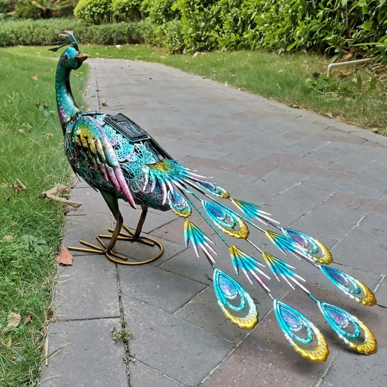 Garden Decor Outdoor Statues Metal Peacock DecorSculptures Set of 2 yard  home