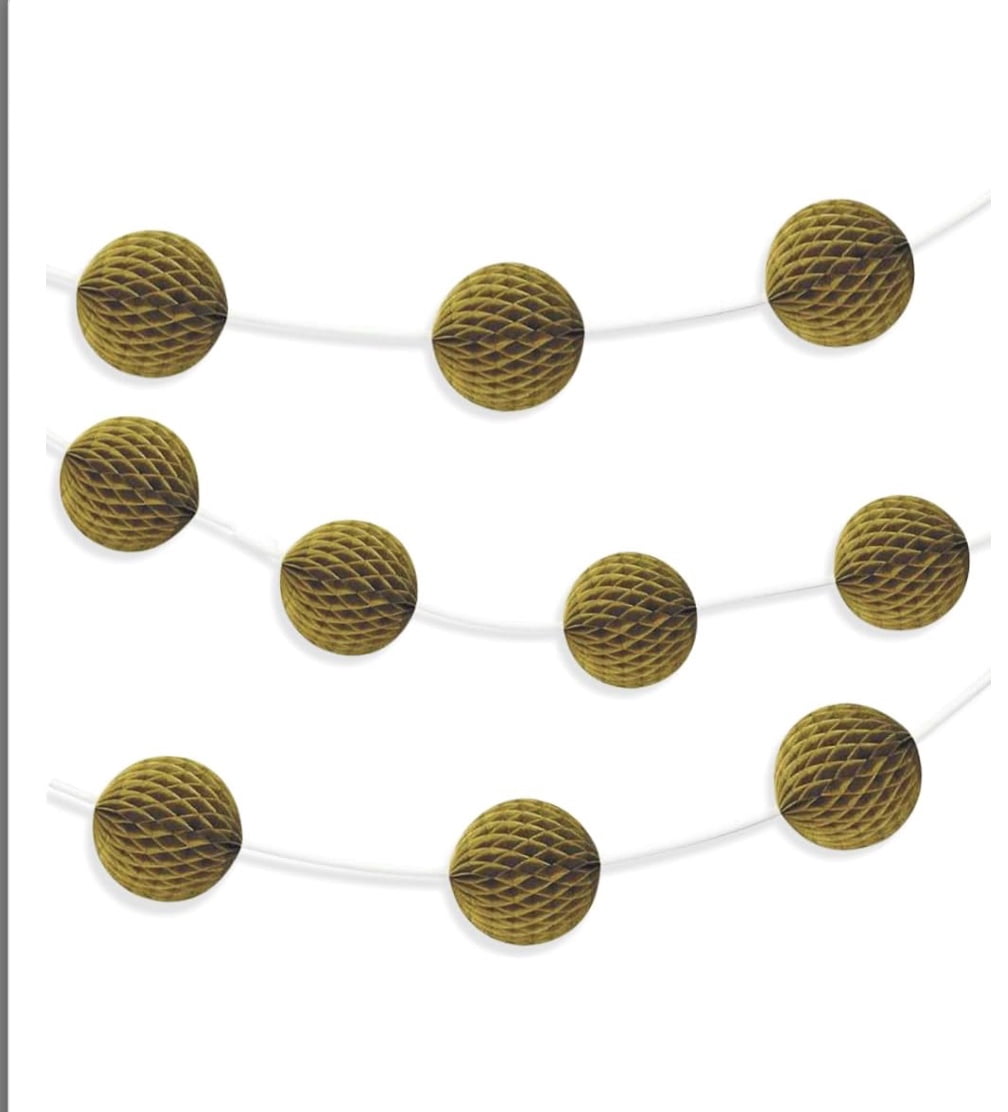 Tissue Paper Honeycomb Ball Garland, 7 ft, Gold, 1ct
