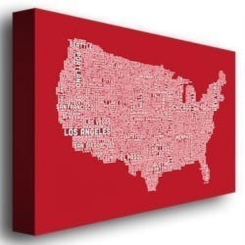 Trademark Art "US City Map XI" Canvas Wall Art by Michael Tompsett