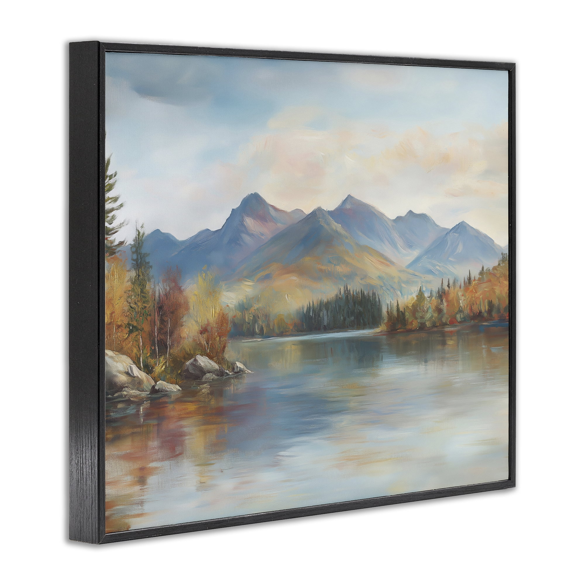 Stupell Industries Rustic Lake Landscape in Fall Black Framed Giclee Art, design by LSR Design Studio