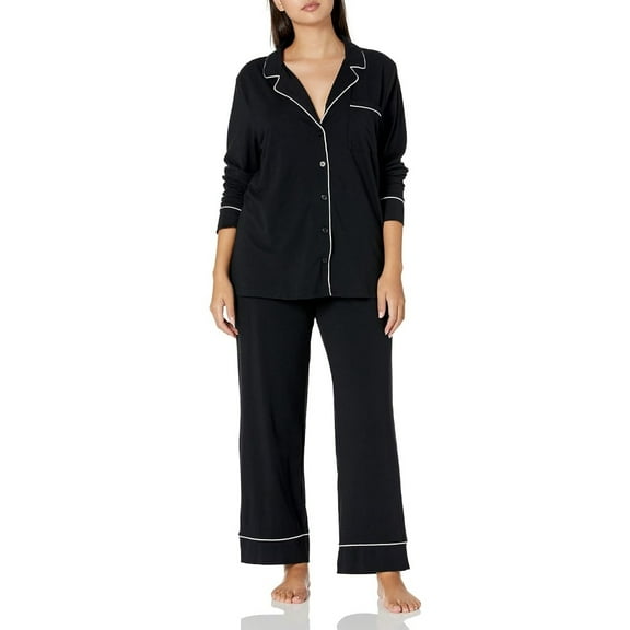 SMZ Essentials Women's Cotton Modal Long-Sleeve Shirt and Full-Length Bottom Pajama Set