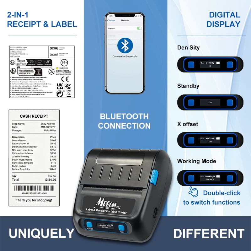 MRBOSS Mobile POS Cash Register 10.1” Tablet 3 80mm Receipt Printer Software app for Small Business Restaurant Retail Grocery Convenience Mobile Food Dining car