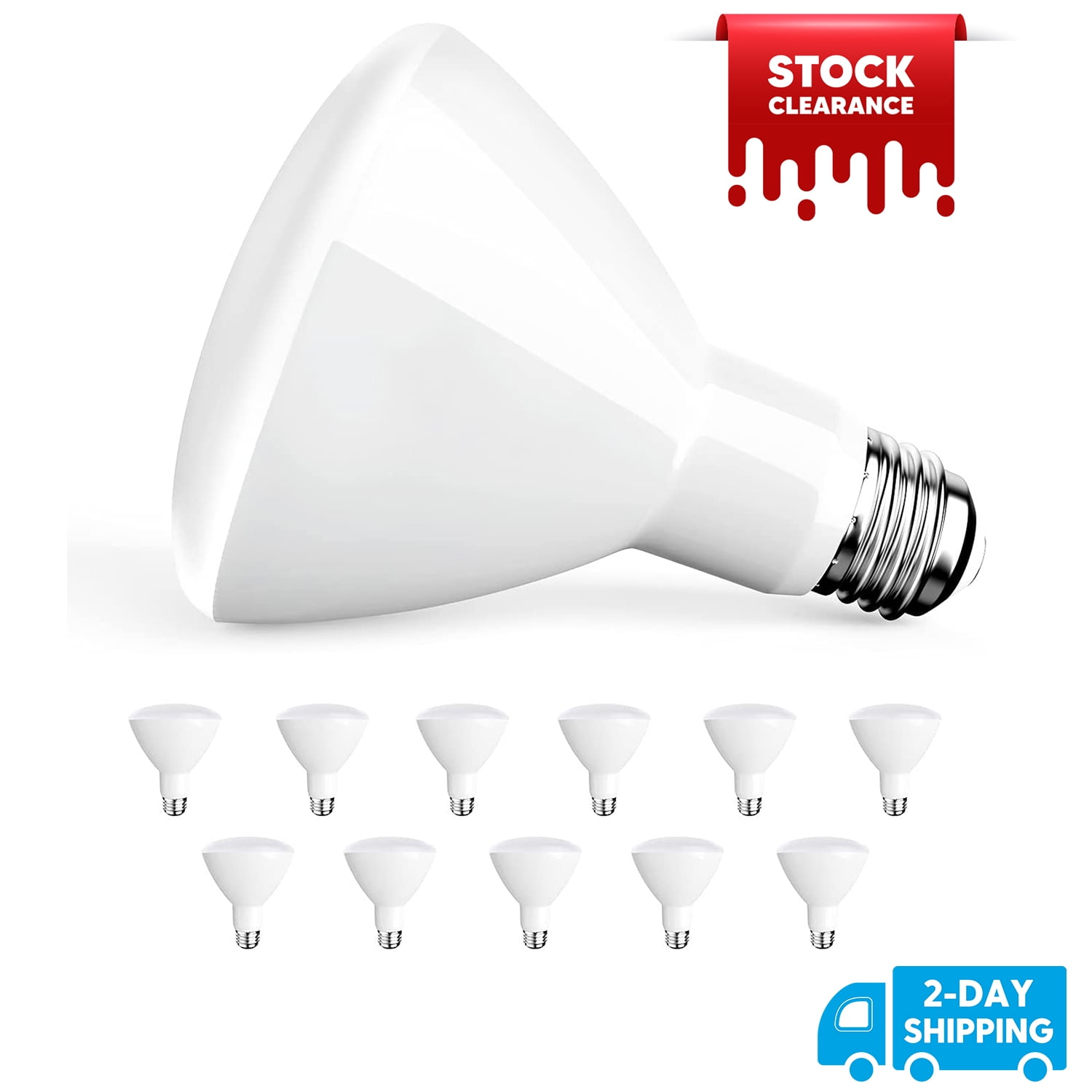 Amico 12 Pack BR30 LED Bulb 9W=65W 650 LM 5000K Daylight Dimmable, E26 Base 