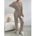 thumbnail image 2 of Loritta Womens Pajama Sets 2 Piece Long Sleeve Ribbed Pit Sleepwear Top and Pants Loungewear Outfits Pjs Sets with Pockets, 2 of 6