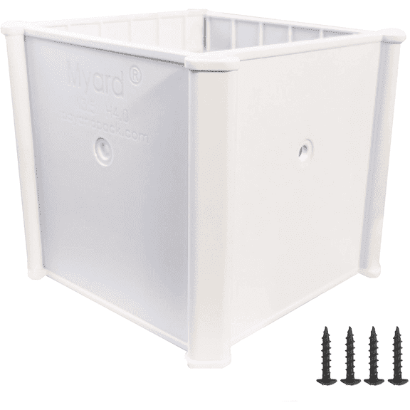 Myard Post Protectors with Screws for 4X4 Inches (Actual 3.5X3.5) Deck, Fence, Mailbox Posts Prevent Damage by Lawn Maintenance Equipment (4" X 4" X 4", White)