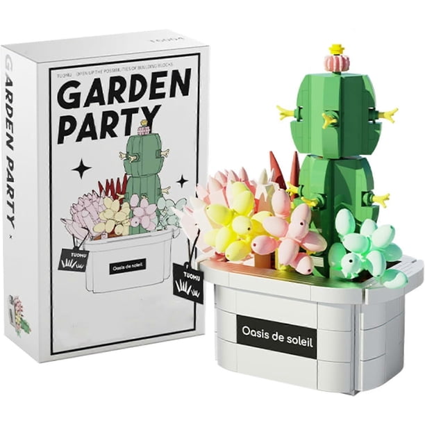potted Cactus Set 405 pcs Creative DIY Flower bouquet Plant Collection Building Block toy Plant Home decor Greenhouse model, ideal gift for adults or