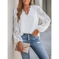 thumbnail image 2 of Blusas de mujer, blusa tipo túnica de manga larga con cuello en V y mangas de encaje, 2 of 6