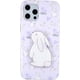 thumbnail image 1 of Funda de teléfono con diseño de conejito floral morado compatible con iPhone 13, bonita funda de dibujos animados de flores de tulipán y conejo coreano en 3D con soporte para conejo para mujeres y, 1 of 6