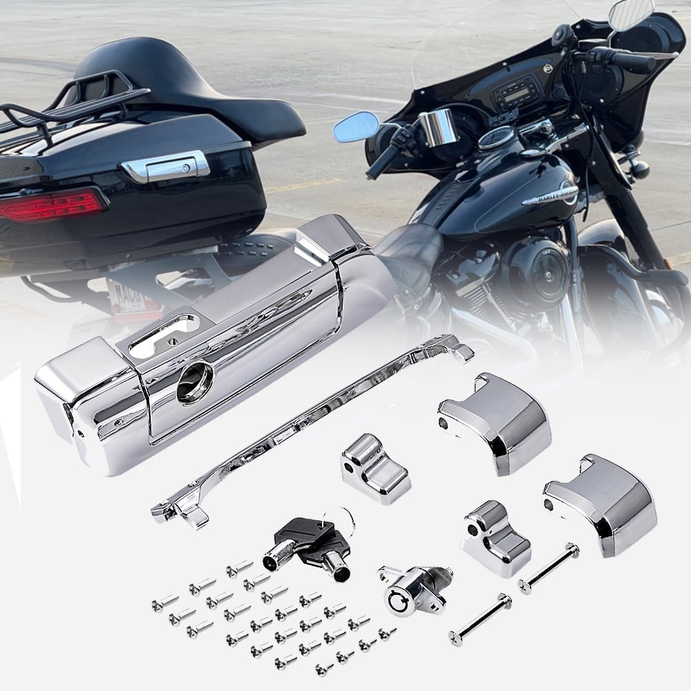 AstraDepot Chrome Tour Pak Hinge & Latch Kit Compatible with Harley Touring Road King/Road Glide/Street Glide/Electra Glide 2014 UP 