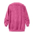 thumbnail image 5 of miqiqism Womens Casual Fleece Jackets Trendy Full Zip Up Long Sleeve Sweater Juniors Casual Jacket Lapel Sherpa Loose Fit Solid Warm Winter Outerwear,Hot Pink,XX-Large, 5 of 5