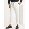 thumbnail image 2 of Unique Bargains Men's Business Solid Color Flat Front Slim Fit Cropped Pants White 34, 2 of 6