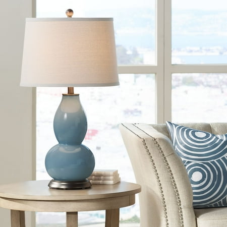 Color Plus Modern Table Lamp Smoky Blue Glass Double Gourd