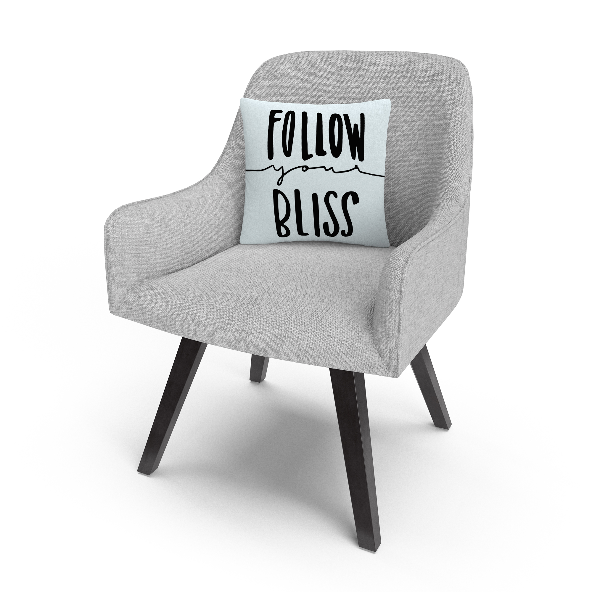 Typographic Follow Your Bliss By Abc 16 X 16 Decorative Throw Pillow