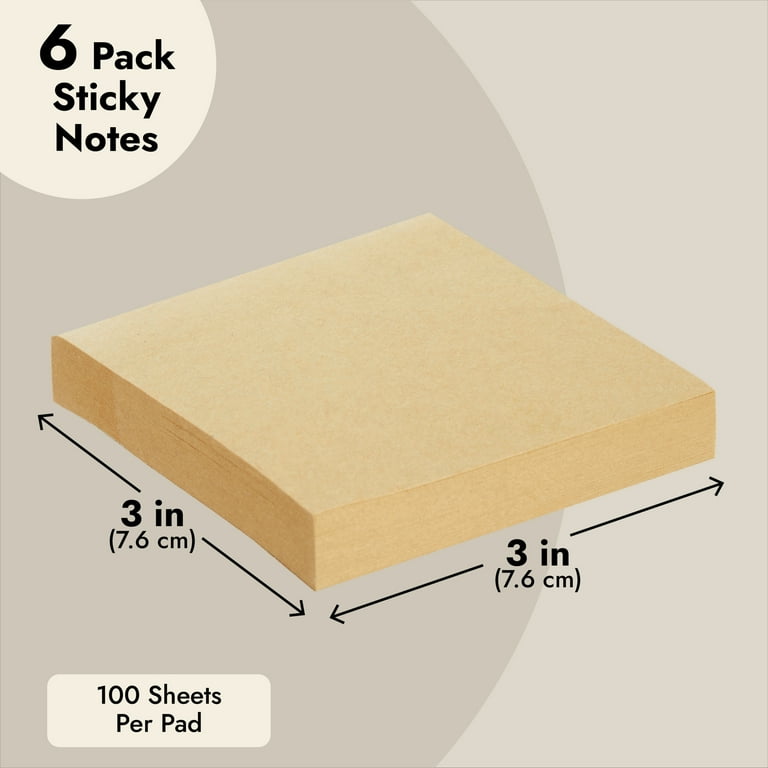 Kraft Sticky Notes, 3x3, Kraft Paper Sticky Notes, Sticky Note Pads, Self-stick  Note Pads, Brown Sticky Notes, Craft Paper Sticky 1pad 