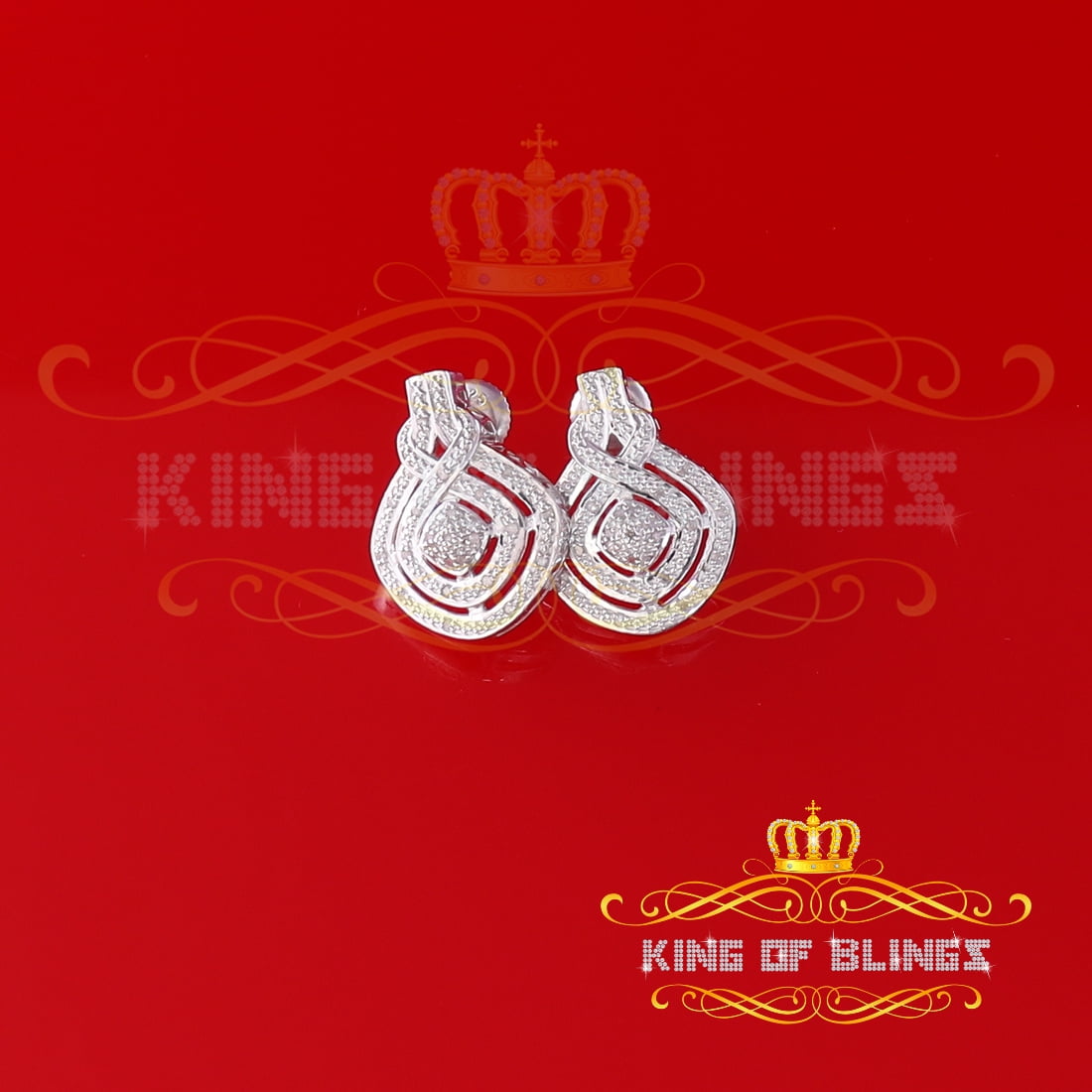 King of Bling's 925 Sterling Silver Hip Hop 0.33ct Diamond Small For Women's White Stud Earrings