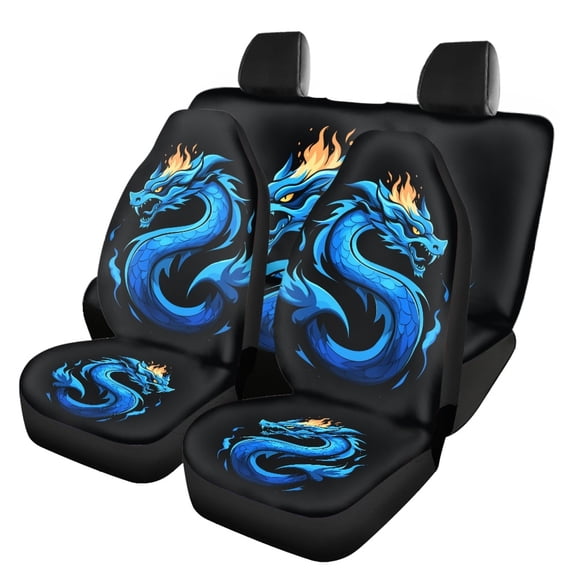 Uourmeti Blue Dragon Car Seat Covers Air Breath Car Seat Covers Full Set Breathable Dustproof Automobile Seat Cover Sets Fit for Truck Most Sedans