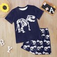 thumbnail image 2 of NOLDARES Infant Baby Boy Outfits 2 Pieces Crewneck Short Sleeve T-Shirt Tee Pattern Casual Pocket Shorts Toddler Clothes(Navy,6-7Y), 2 of 6