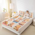 thumbnail image 3 of Manfei Cartoon Animals Queen Sheets,Cute Daily Capybara Print Queen Sheet Sets,Beige,4-Piece,1 Flat Sheet, 1 Fitted Sheet and 2 Pillowcases, 3 of 6