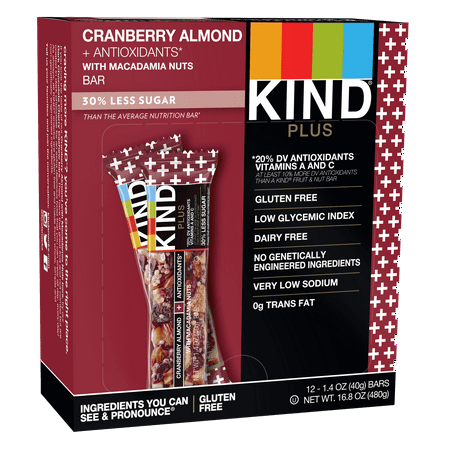 Macadamia Nut Brownies - KIND Bars, Cranberry Almond + Antioxidants with Macadamia Nuts, Gluten Free, Low Sugar, 1.4oz, 12 Count
