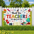 thumbnail image 4 of Colorful Thank You Teachers Banner with School Supplies and Floral Elements Teachers Day Appreciation Backdrop for Classroom Decorations Party Supplies Photography Props, 4 of 7
